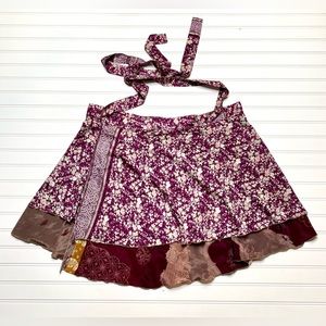 Darn Good Yarn Sari Silk Wrap Mini Skirt XL